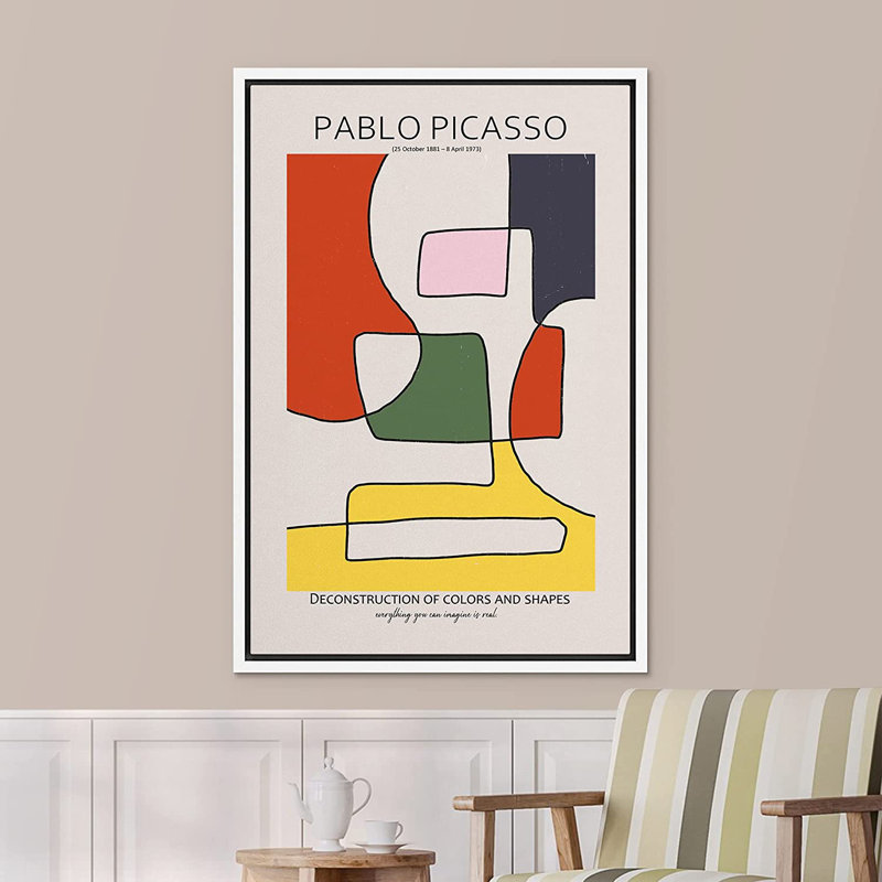 Dessin au trait, formes abstraites, illustrations par Pablo Picasso - Impression sur toile, H 36 po x l 24 po x P 1,5 po