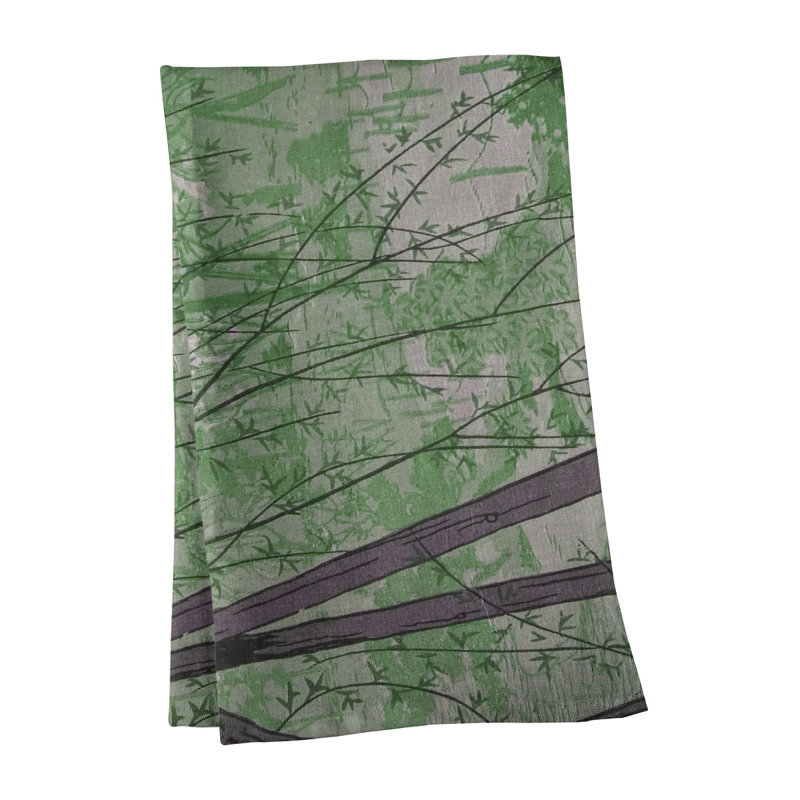 Serviette de thé misty soirée à shinobazu étang, Vert, Polyester sergé