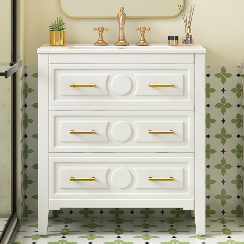 Meuble-lavabo simple 30 po avec comptoir en céramique