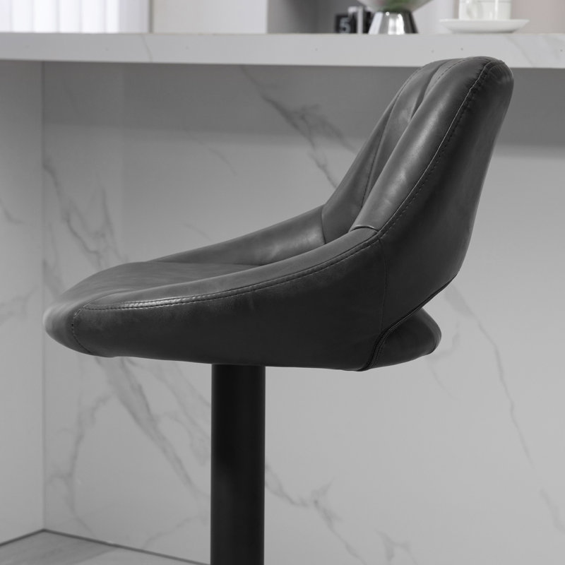 Tabouret pivotant à hauteur réglable Kadaysha, Noir brillant