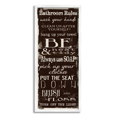 «Bathroom Rules Chocolate White» par Taylor Greene - impression d'art textuel