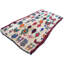 Tapis unique bleu, rouge, beige et orange des années 1980 de 4 pi 8 po x 8 pi 2 po