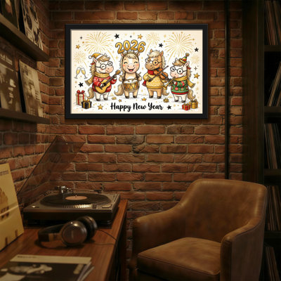 Animals Four Horses Playing Music For New Year