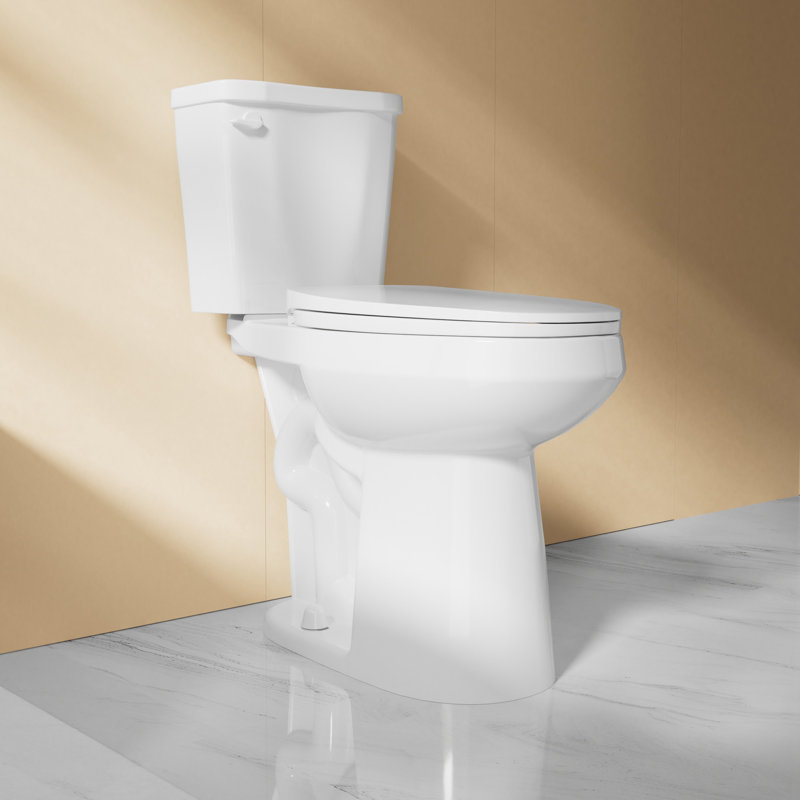 Bllo 21" Extra Tall Two-Piece Toilet 1.28 GPF Single Flush Elongated with Soft-Close Seat, Glossy White