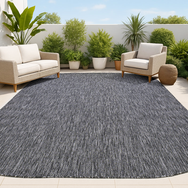 Tapis intérieur / extérieur gris foncé Montalvo, Nouveauté 6 pi 2 po x 9 pi