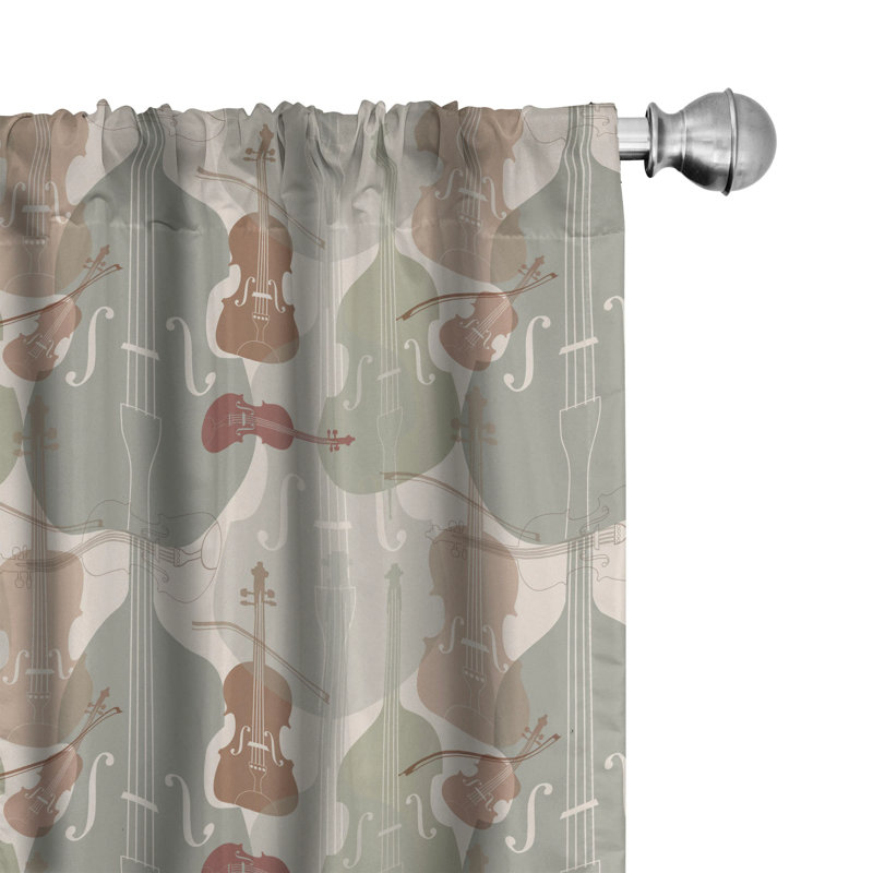 Music Semi-Sheer Rod Pocket Curtain Panels, 28" x 63"