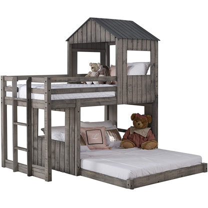 Twin over Full Campsite Loft in Rustic Dark Grey