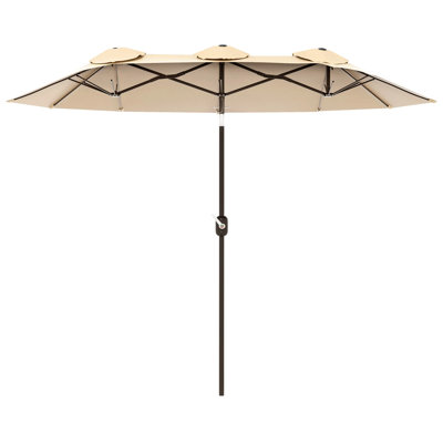 Large Patio Umbrella For 6-8 Person Rectangular/Oval Table, 12 Ribs Rustproof Steel Frame, Uv Protected Waterproof, Easy Crank Lift