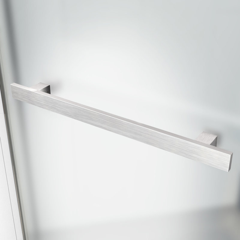 Porte de douche semi-sans cadre avec porte-serviettes et panneau fixe l 38 po x P 38 po x H 72 po, Gelé, Nickel brossé