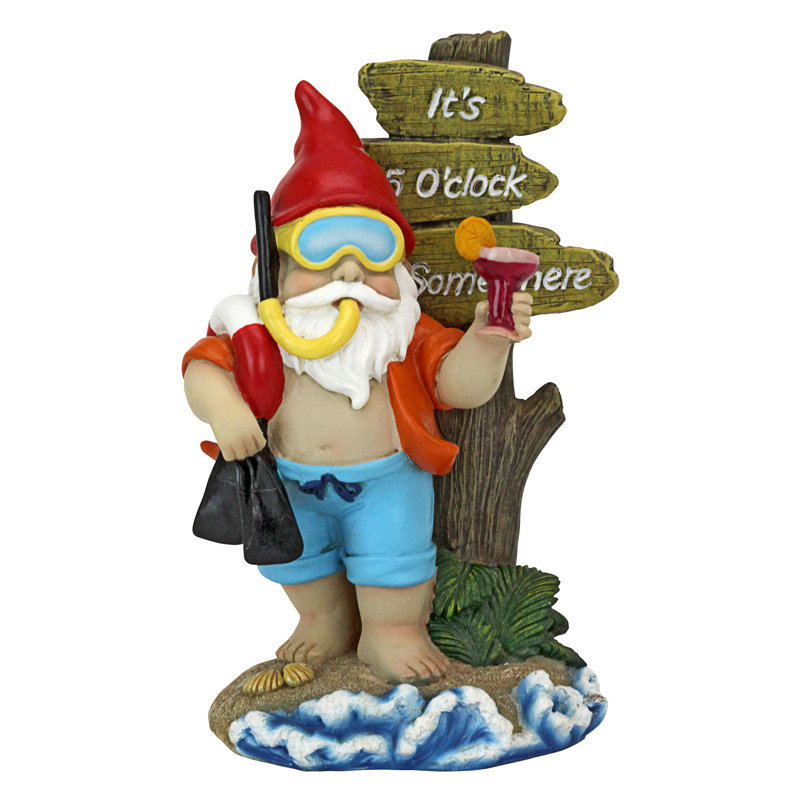 Statue de nain de jardin tropical Happy Hour