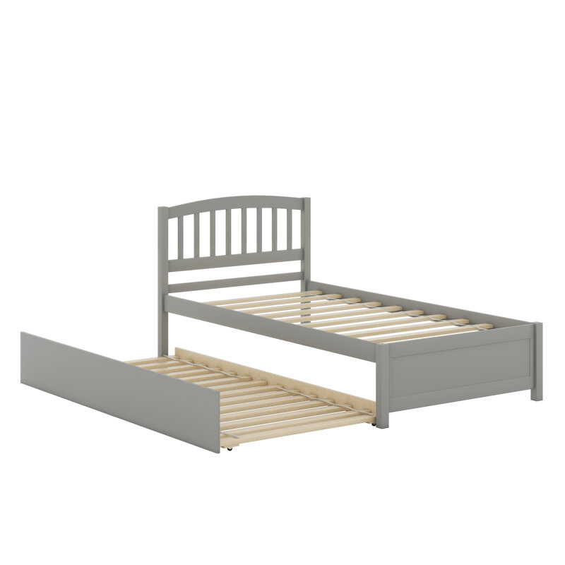 Lit plateforme avec lit gigogne, Gris