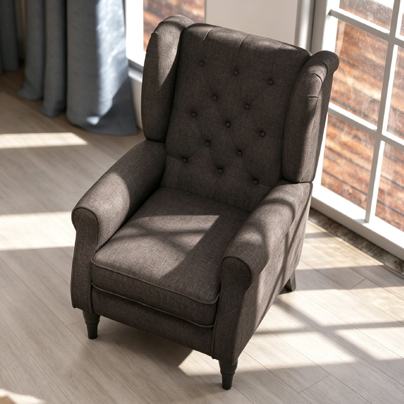 Wingback Accent Chair, Retro Upholstered Button Tufted Occasional Chair For Living Room And Bedroom,, Brown