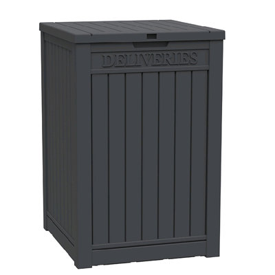 Secure Lockable Lid 48 Gallon Large Delivery Box with Privacy Protection & Bold "Deliveries" Sign, Durable & Weather-resistant