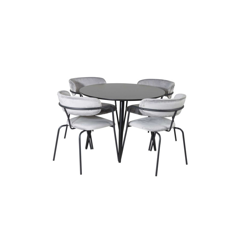 Marguerite 4 - Person Dining Set, Black/Grey