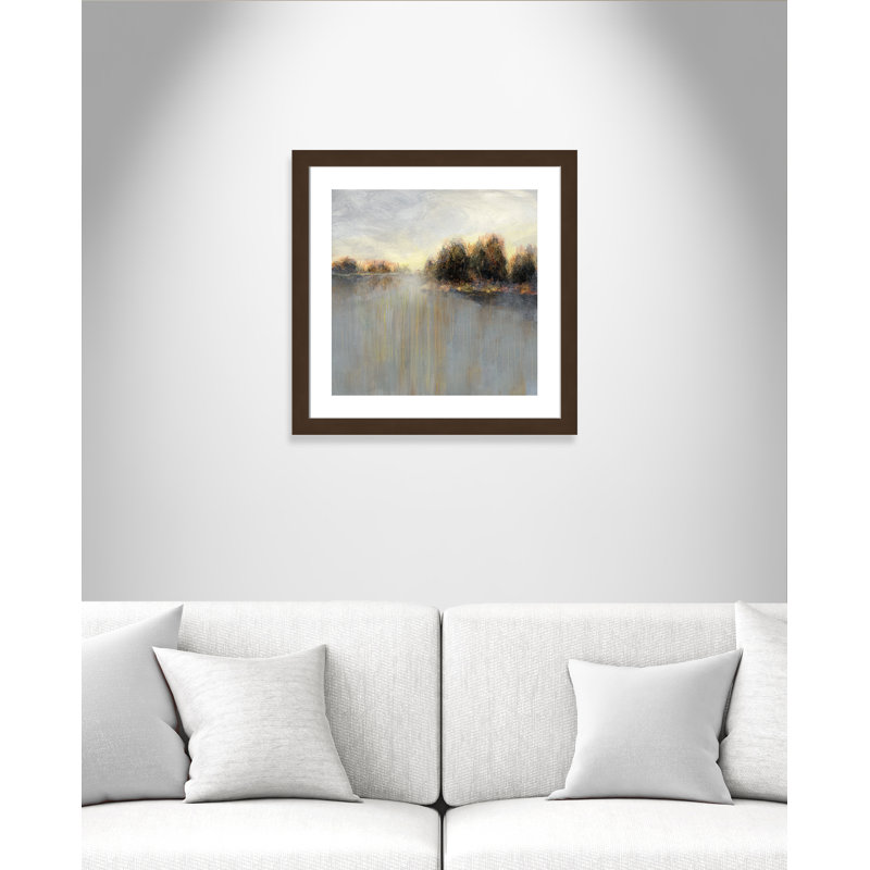 Rainy Sunset II - peinture encadrée, Cadre en cuivre brossé, H 25 po x l 25 po x P 1,13 po