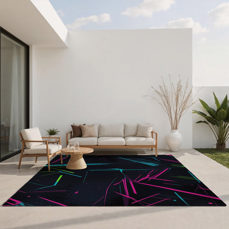 Fluorescent Threads Indoor And Outdoor Area Rug, Rectangle 5' x 7'