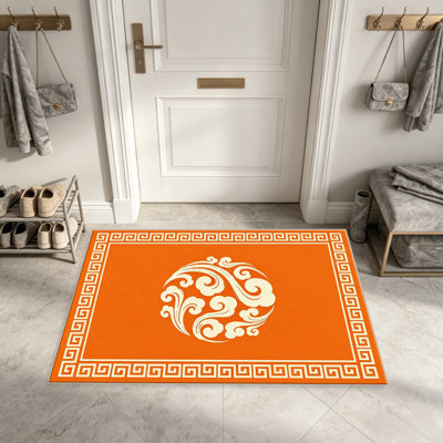 Orange Chinese Cloud carpet-easy to clean, machine-washable, soft and comfortable; suitable for door mats, kitchens, living rooms, bedrooms, corridors, and laundry areas. Easy to clean, durable carpet for home decoration.