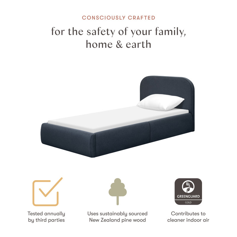 Nara Twin Bed, Performance Navy Eco-Twill, Twin