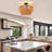 Vidrine 3 - Light Dimmable Rattan Semi Flush Mount Ceiling Light with 2-Tier Drum Shade for Living Room Kitchen Entryway Hallway Foyer