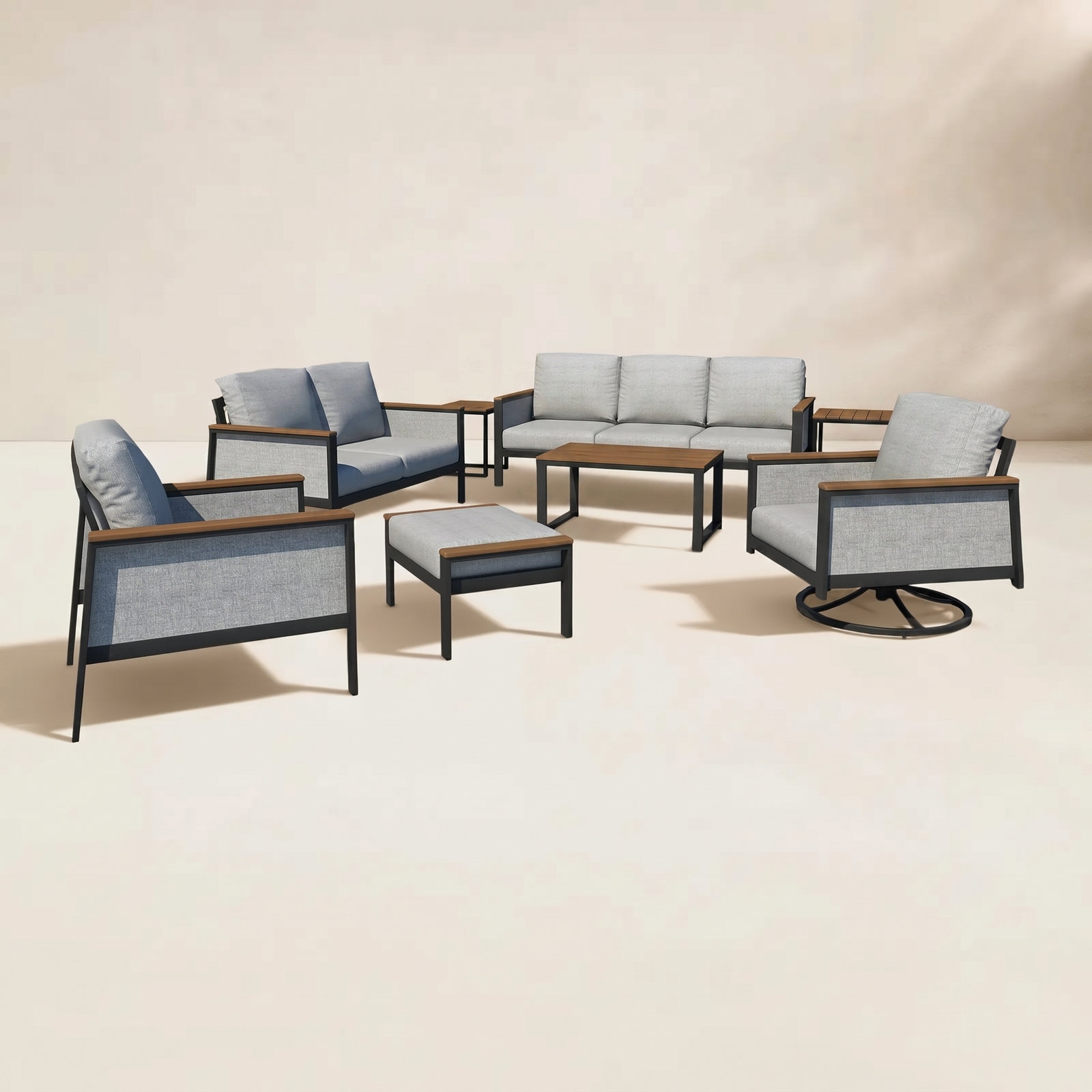 Townsend 8-Person Patio Seating Group, Canvas Granite