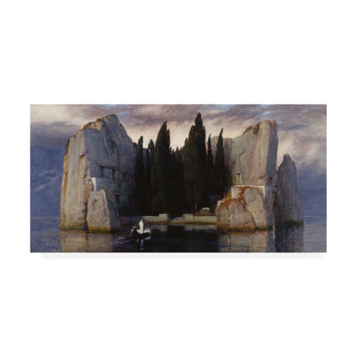 Art mural sur toile tendue - «The Isle of the Dead» d'Arnold Bocklin pour décoration de salon, de chambre à coucher ou de bureau - 10 x 19