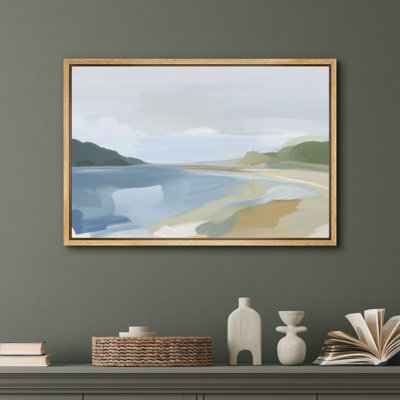 Coastal Abstraction Canvas Print Wall Art - Modern Minimal Seaside Landscape Decor for Bathroom or Studio