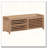 Distressed Shutter Storage Bench with Cushion and Sliding Door-459112116