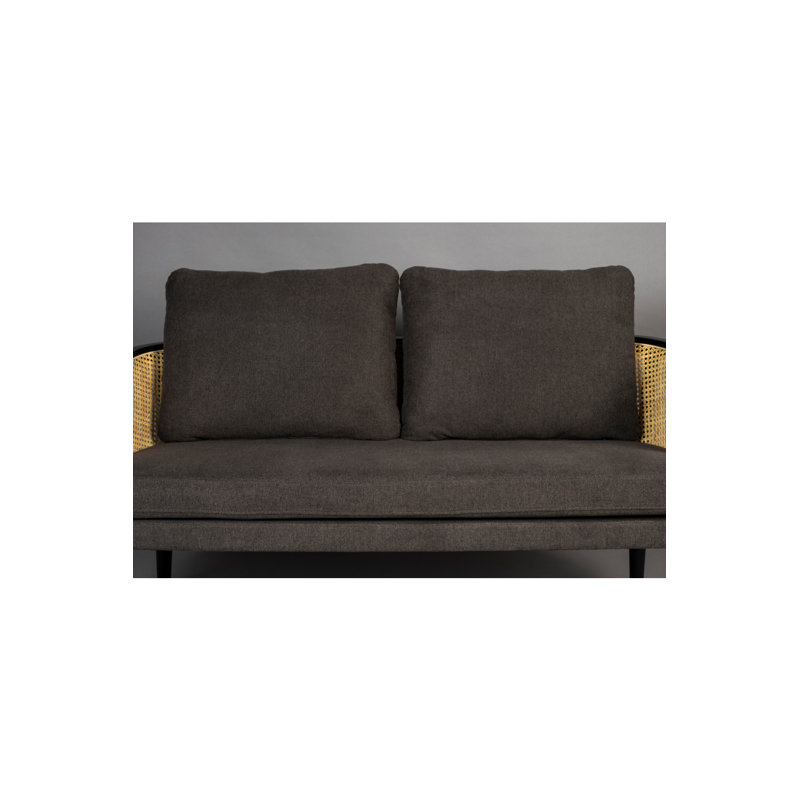 Manou Dark Brown 59'' Rattan-Backed Polyester Loveseat