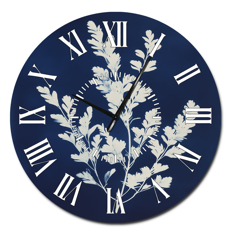 Algues bleu de Prusse - Horloge murale côtière en métal silencieux, Surdimensionné