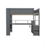 Lit mezzanine double en bois avec bureau