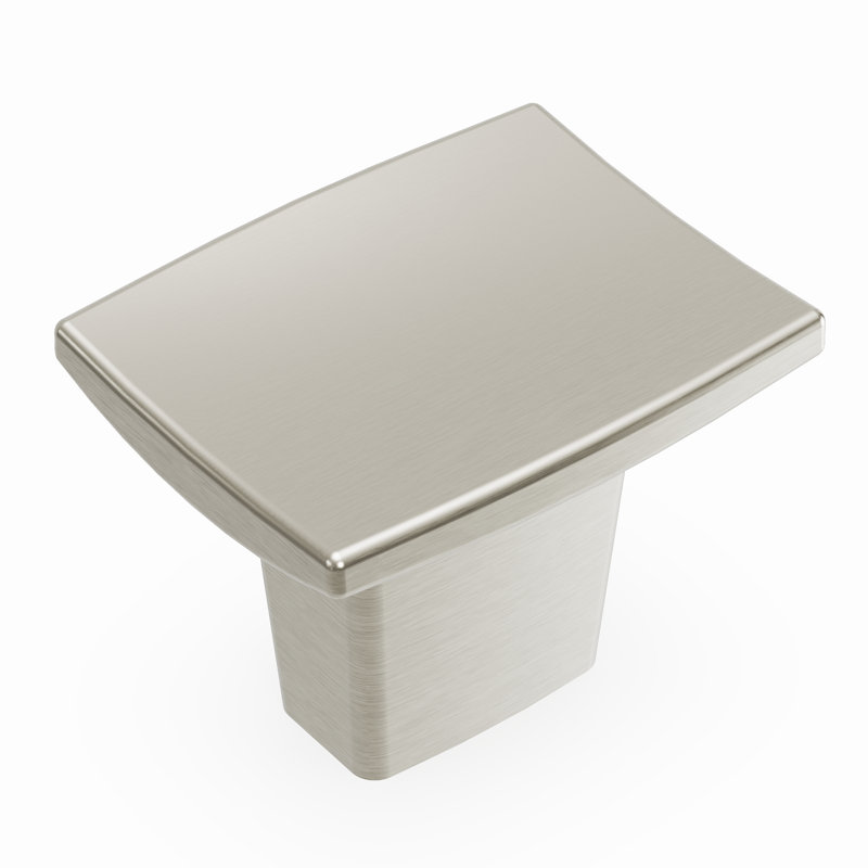 Channel Collection Knob - 1-1/4" x 1 " Cabinet Knob - Contemporary Hardware for Drawers & Cabinets, Satin Nickel