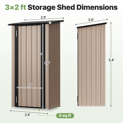 Remise de rangement extérieure en métal 3 pi x 2 pi avec tablettes réglables et base surélevée