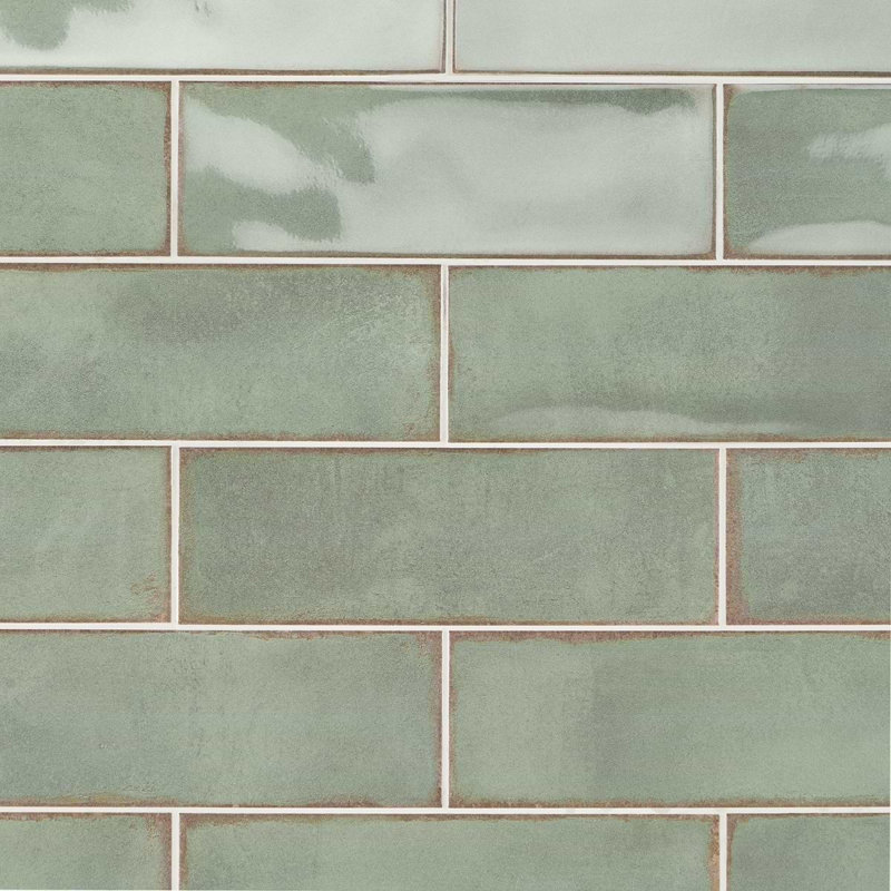 Los Lunas 4x12 Polished Ceramic Subway Wall Tile, Green