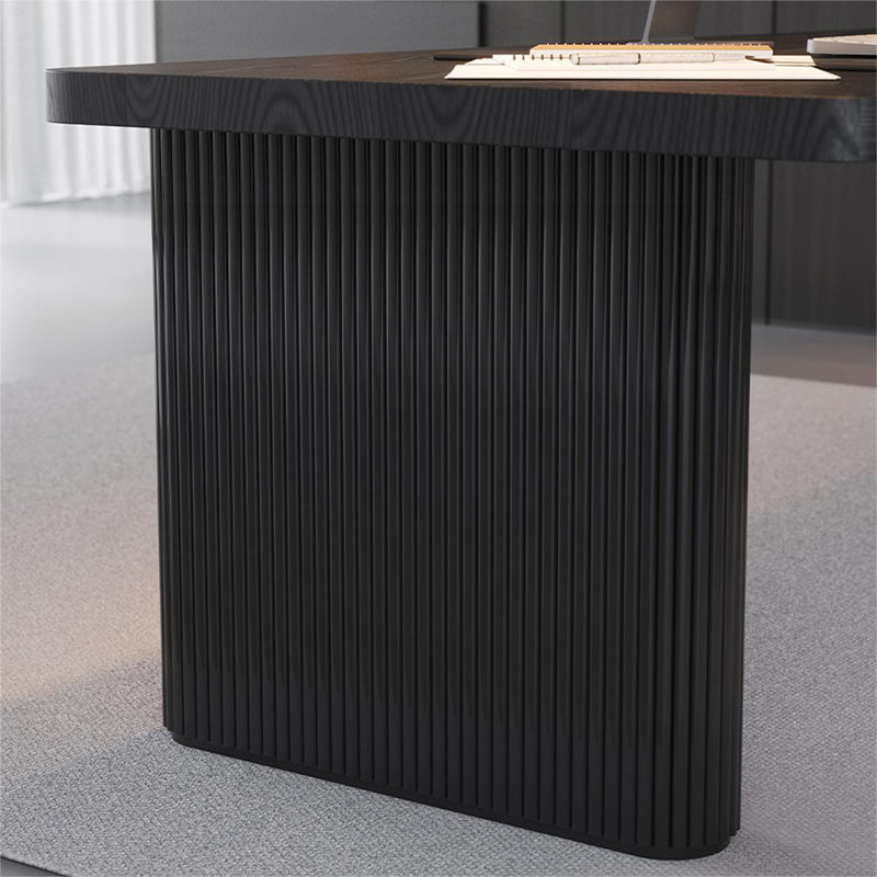 Bureau rectangulaire noir en bois massif + fer avec 3 tiroirs, H 29,53 po x l 62,99 po x P 31,5 po