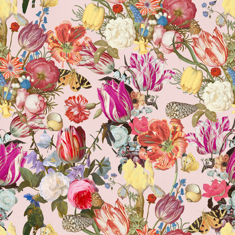 Yuki Osada Floral Wallpaper Double Roll, Reds/Pink