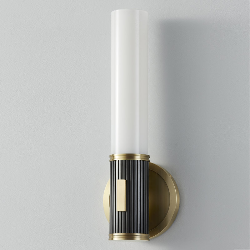 Aged Bronze and Opal Glass 1-Light Wall Sconce