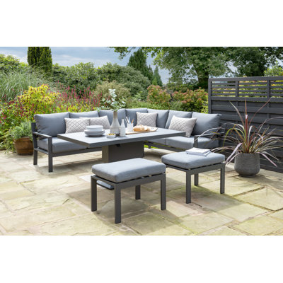 Curtis-Joseph Titchwell Corner Set with Height Adjust Table in Grey