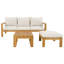 Ensemble de conversation pour patio 3 pièces - Canapé modulaire relaxant avec structure et coussins en bois massif - Brun naturel