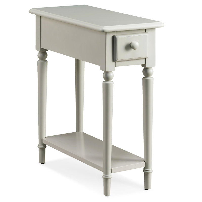 Coastal Solid Wood Narrow Side Table, Greige