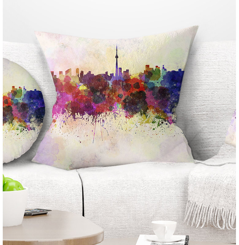 Coussin lombaire Cityscape Toronto, Carré, 16 po x 16 po