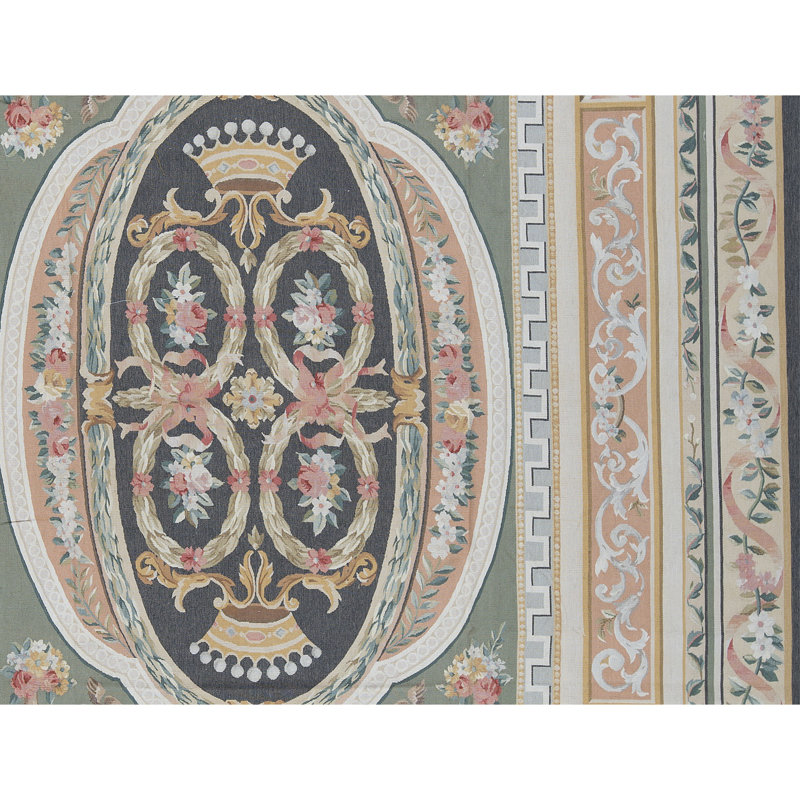 Hand-Knotted High-Quality Black and Ivory Area Rug