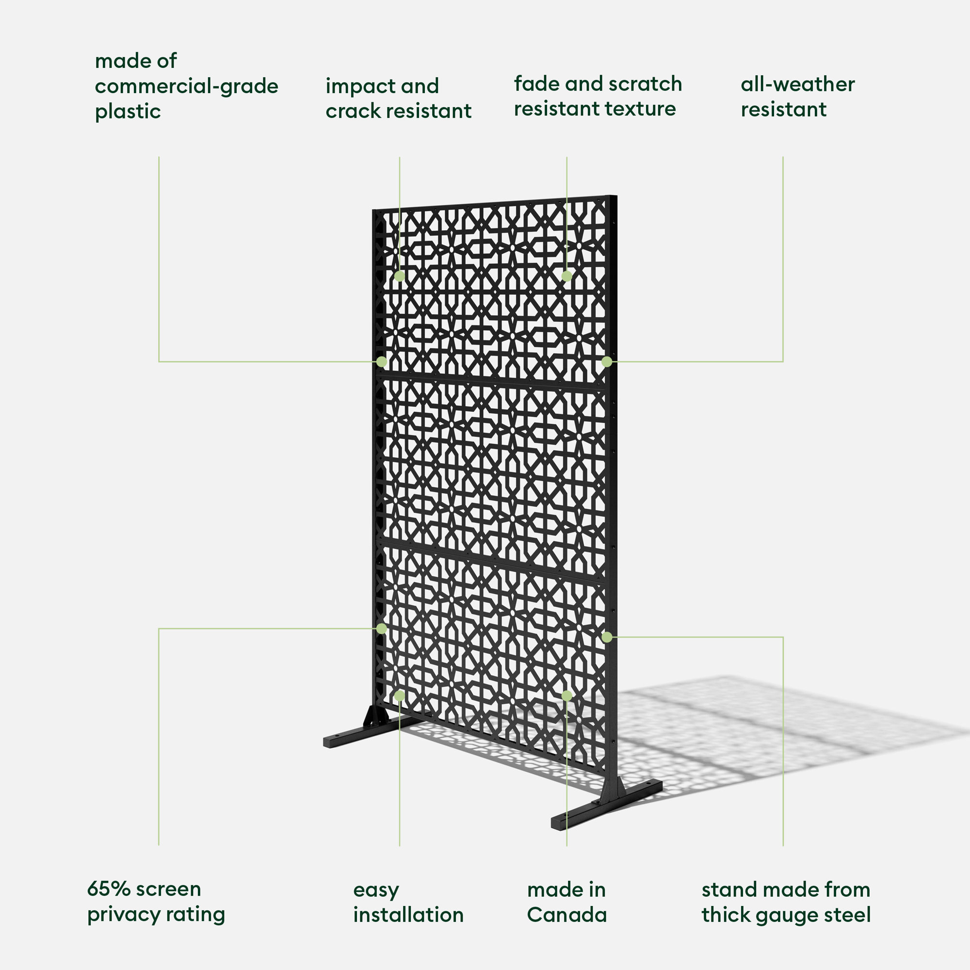 Screen Series Metal Privacy Screen, Black