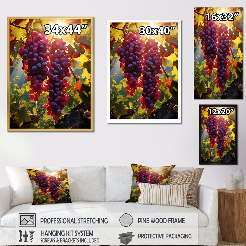 «Sunset on Vineyard in Rhones», reproduction sur toile, Toile tendue, H 40 po x l 30 po x P 1,5 po
