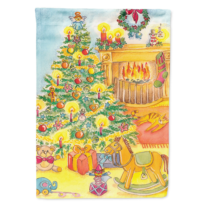 Drapeau de jardin à 2 côtés jouets de jouets autour de l’arbre de noël, H 40 po x l 28 po