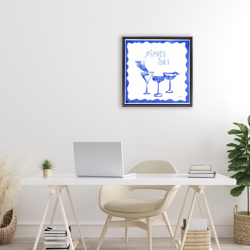 Cadre flottant Apres Ski Winter Cocktail, design par Lucille Price, H 18 po x l 18 po, Cadre flottant noir de jais