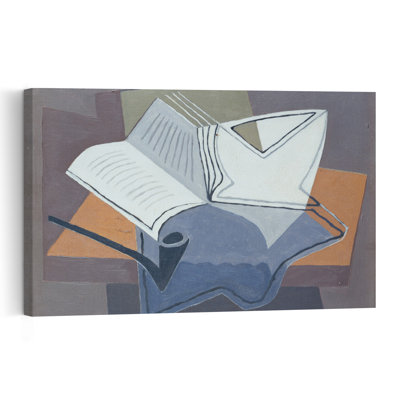 La pipe et le livre ouvert, 1926. Estampe d'art mural abstrait contemporain.