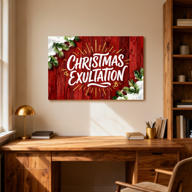 Christmas Exultation, planche de bois, branches de pin