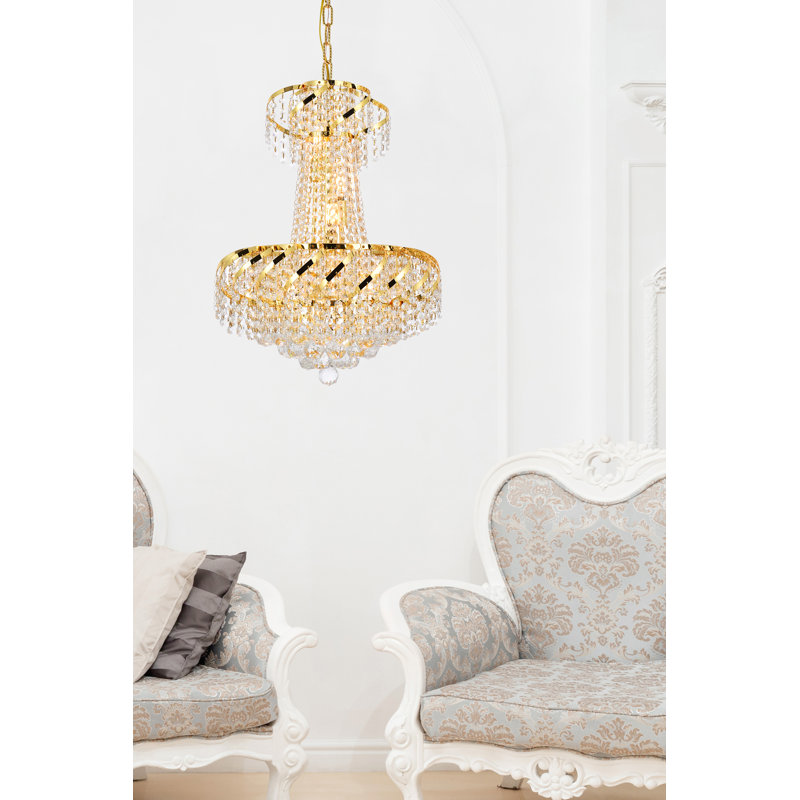 Antione 6 - Light Glass Empire Chandelier, Gold, Royal Cut