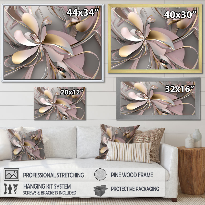 Art encadré liquide et effervescence rose I - 0, H 30 po x l 40 po x P 1,5 po, Toile tendue