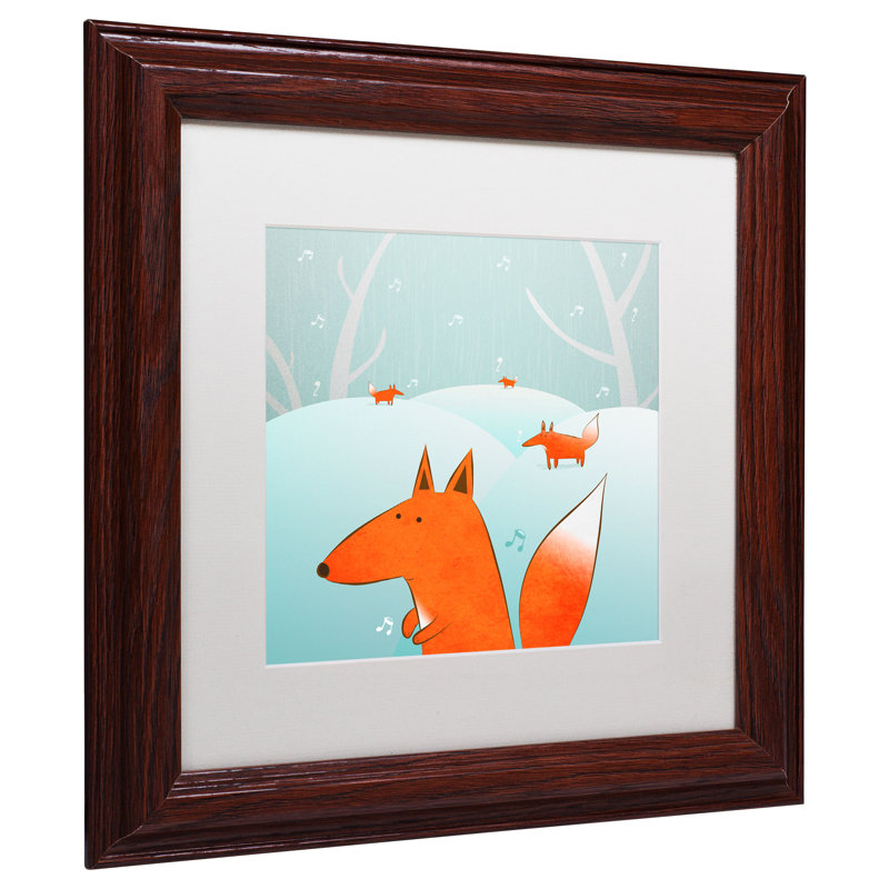 "winter foxes" par carla martell, art encadré, H 11 po x l 11 po, Blanc